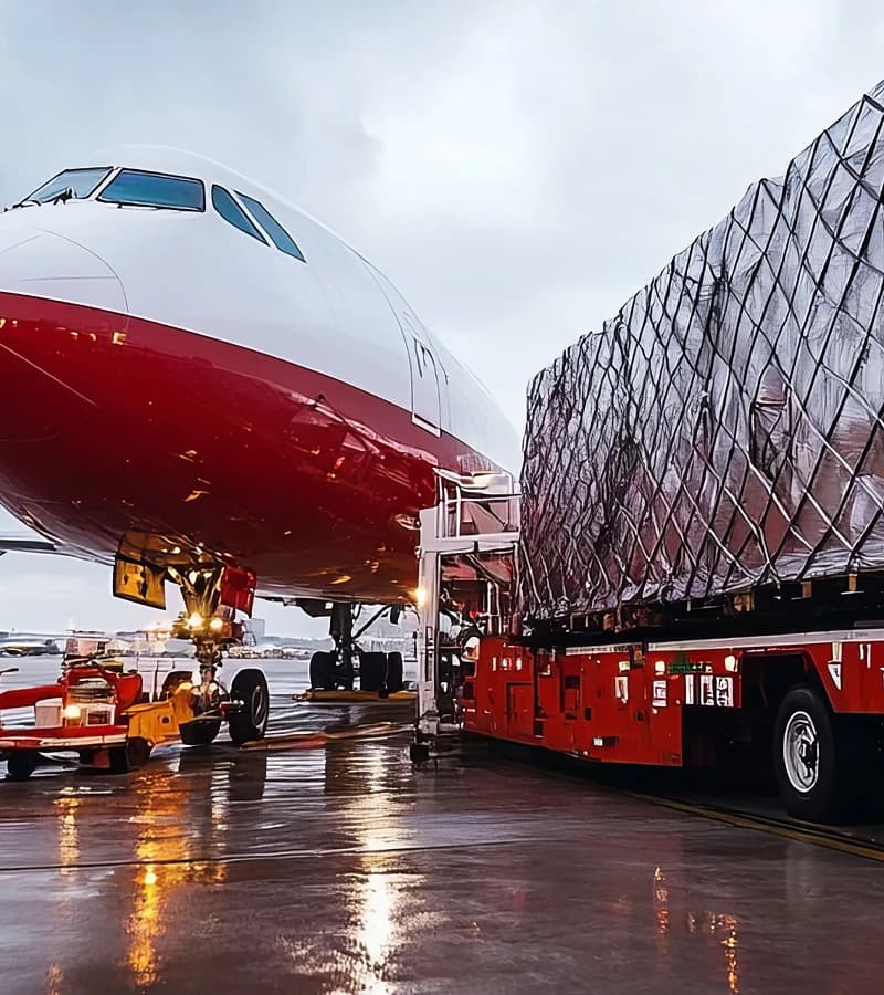 Cargo airplane on the tarmac representing airport freight and CFS cartage logistics services
